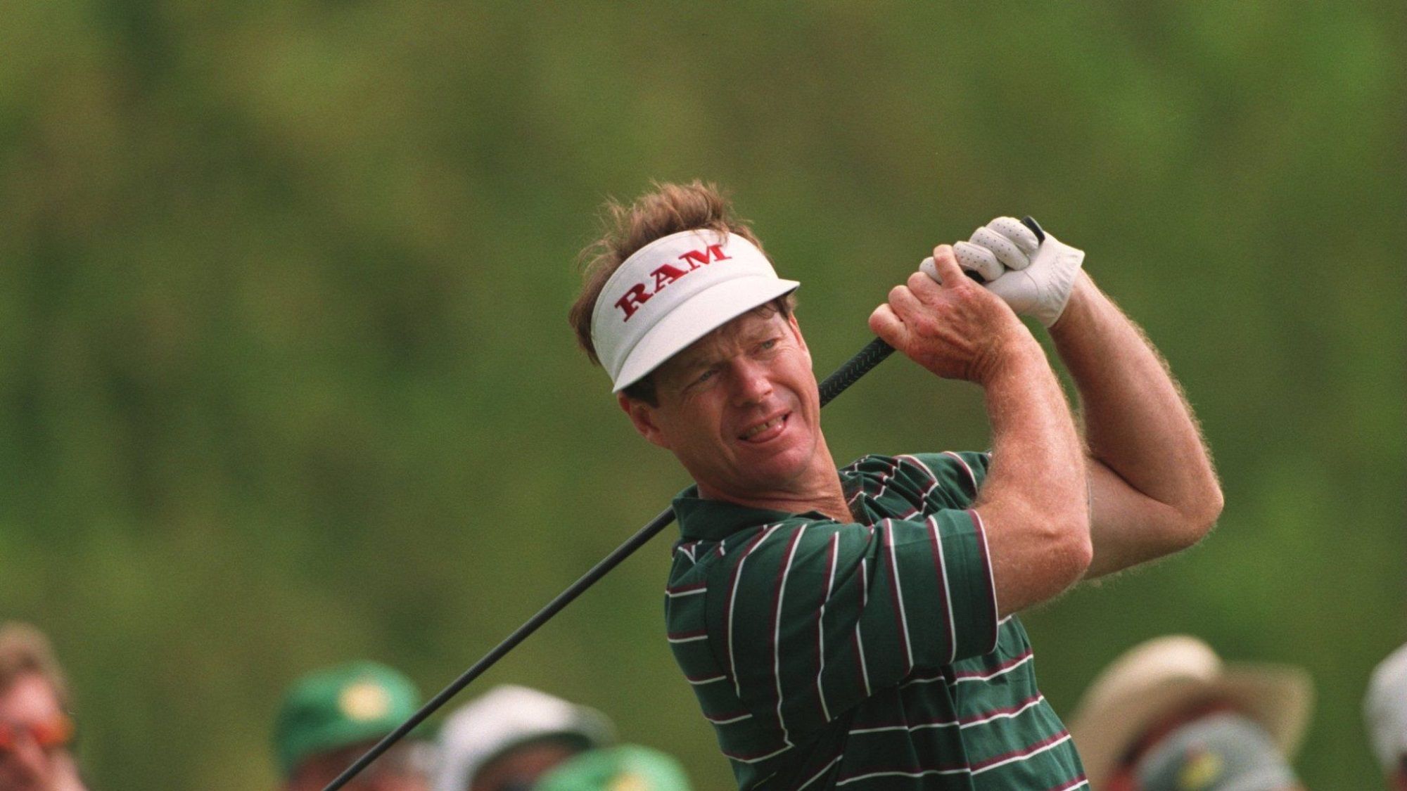 A phot of Tom Watson wearing a Ram Golf Visor