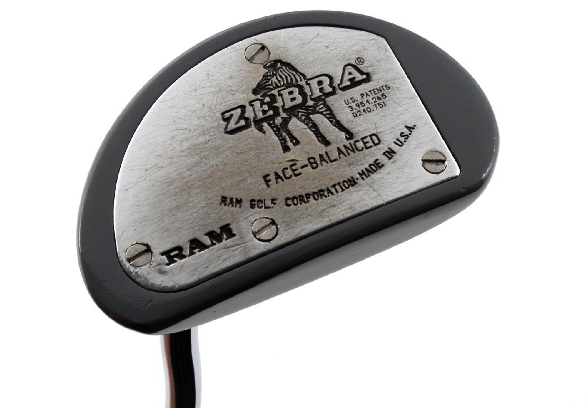 a bottom view of the original Zebra putter from 1976