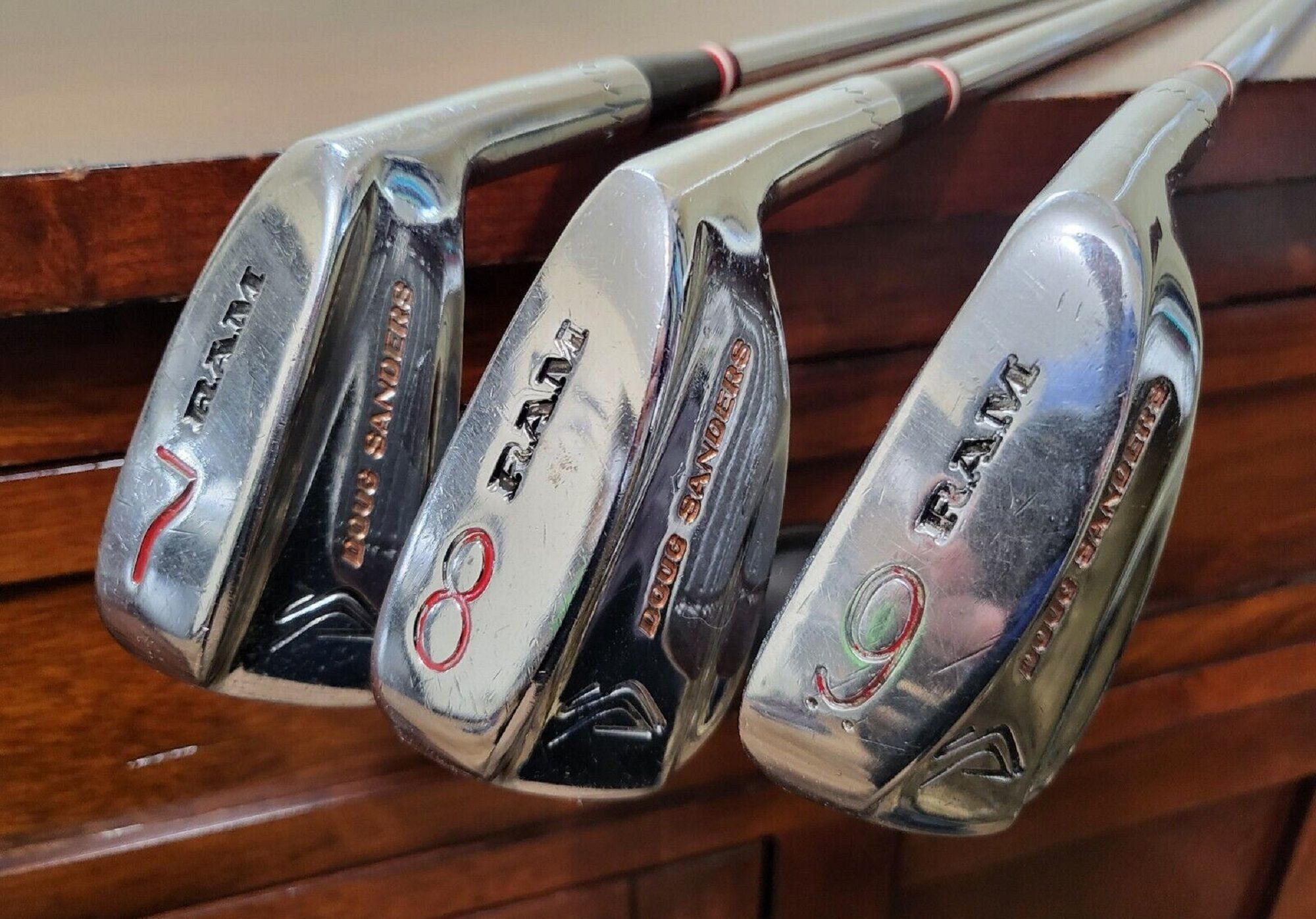 a closeup of Ram Doug Sanders model golf irons