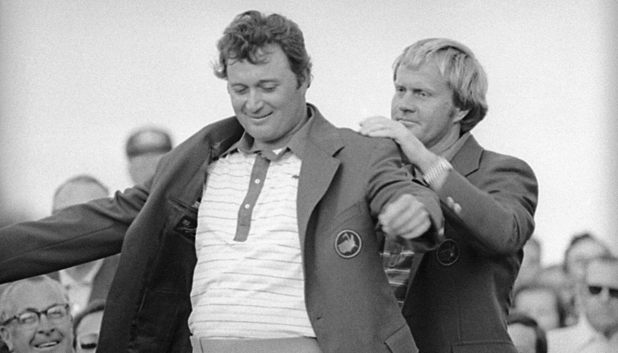 A picture of Ray Floyd winning a green jacket